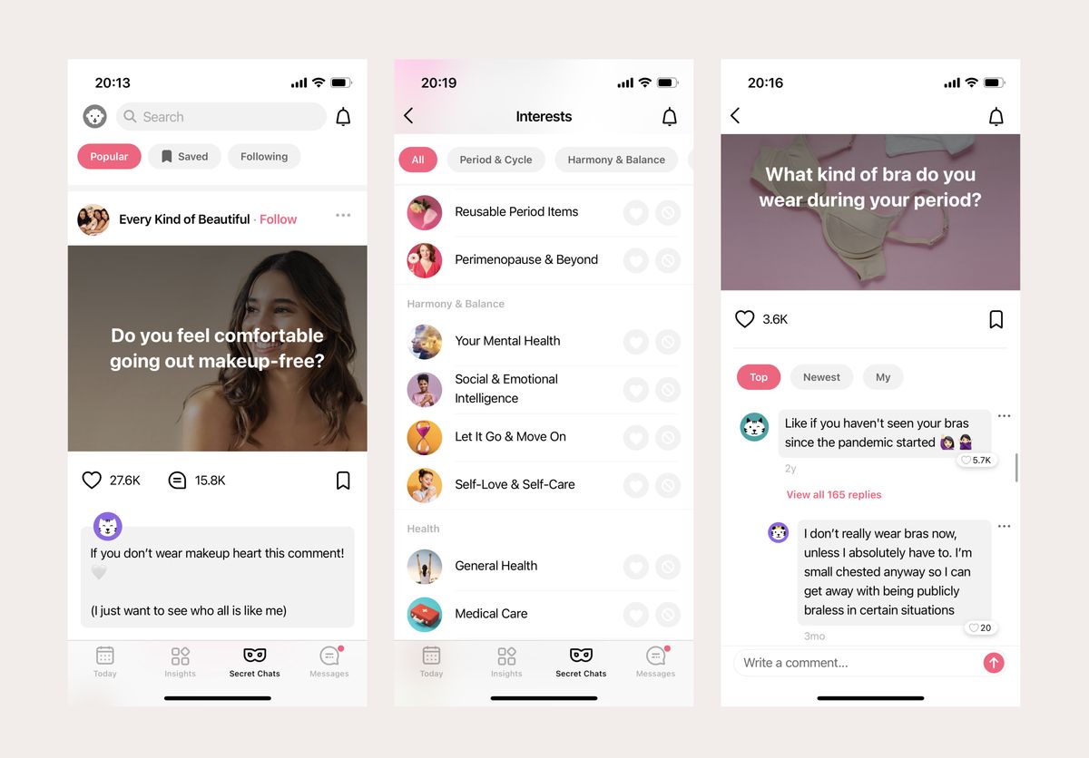 Product Shots from Flo's App